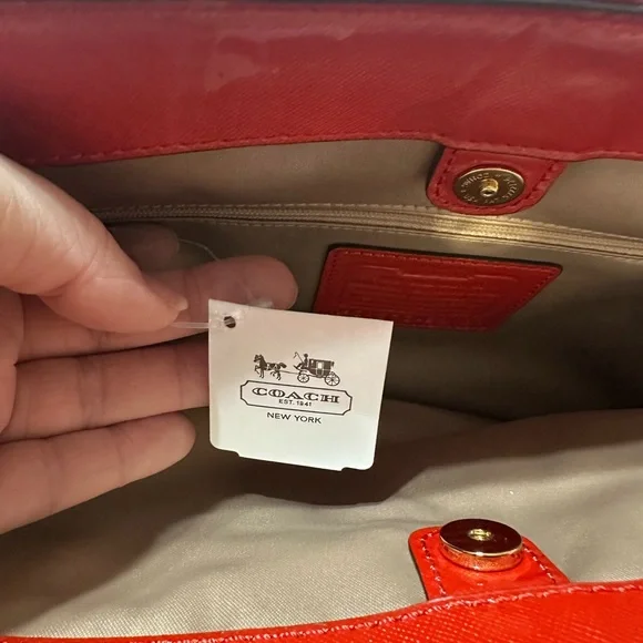 Coach Red Patent Leather Shoulder Bag - Picture 7 of 12